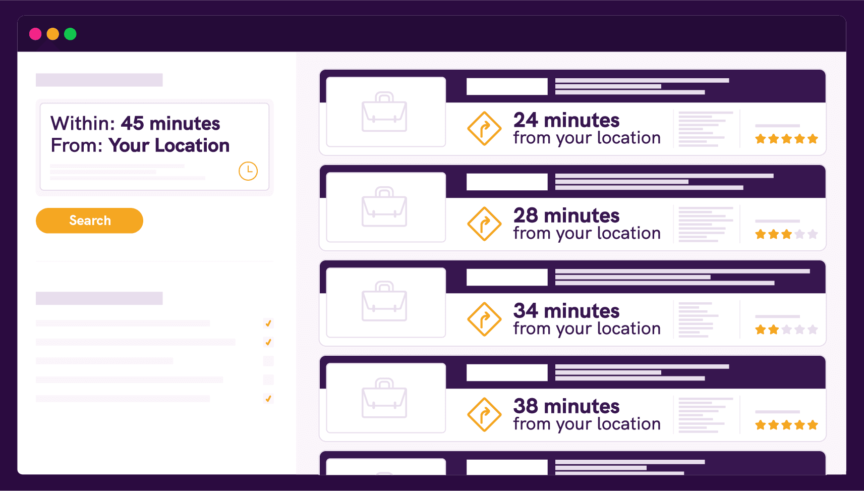 Search results listing UX